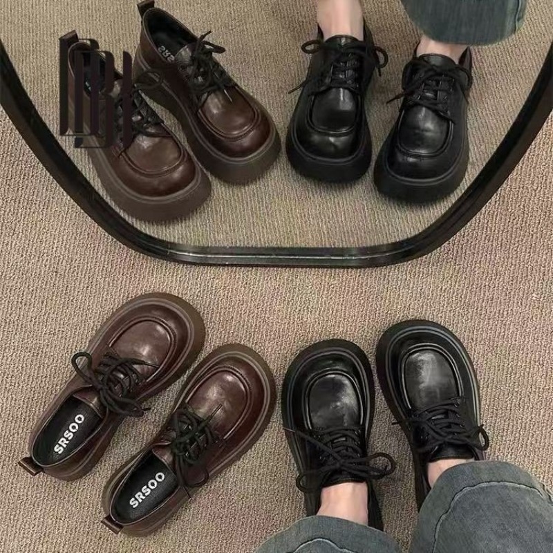 Women'S Shoes - 여성용 빈티지 브라운 레이스업 플랫폼 옥스포드
