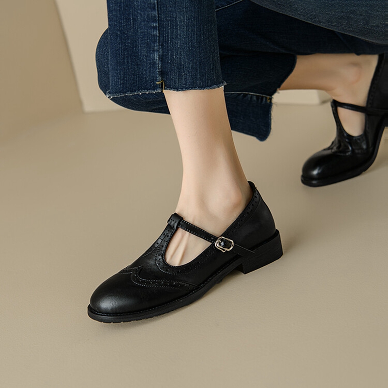 여성용 스플릿 가죽 신발, 라운드 토 메리 제인, 로우 - Women'S Shoes 리뷰 및 가격