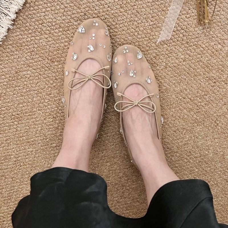 여름 우아한 여성용 반짝이는 라인스톤 리본 메쉬 블록  - Boots 리뷰 및 가격